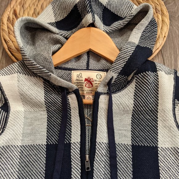 NWOT Unisex (M: XS / W: S) - FRENCH CONNECTION Plaid Sweater Hoodie - Picture 2 of 7
